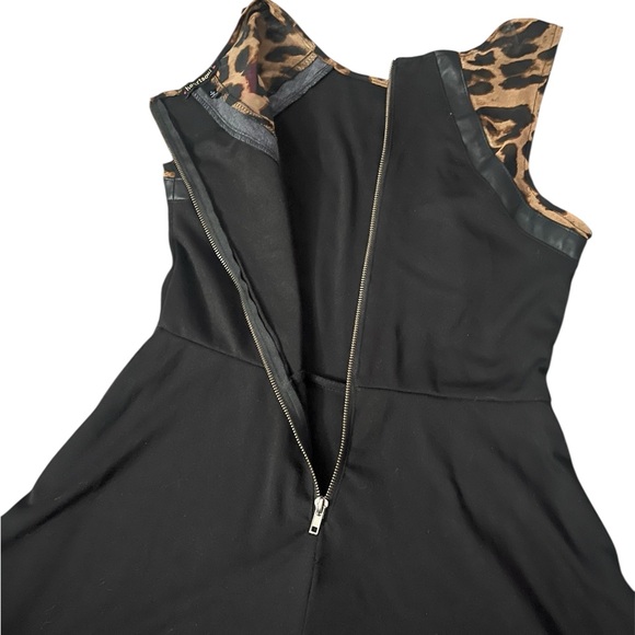 HeartSoul Black Mini Dress with Leopard Print Details - Picture 5 of 12